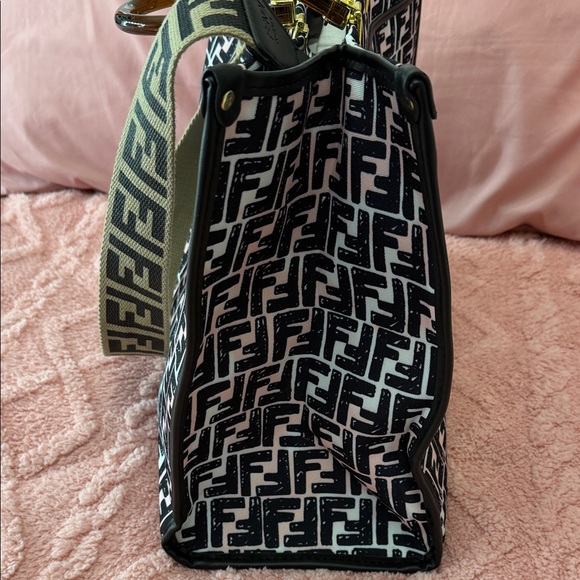 Women's Black White and Pink Tote Bag - Picture 5 of 16